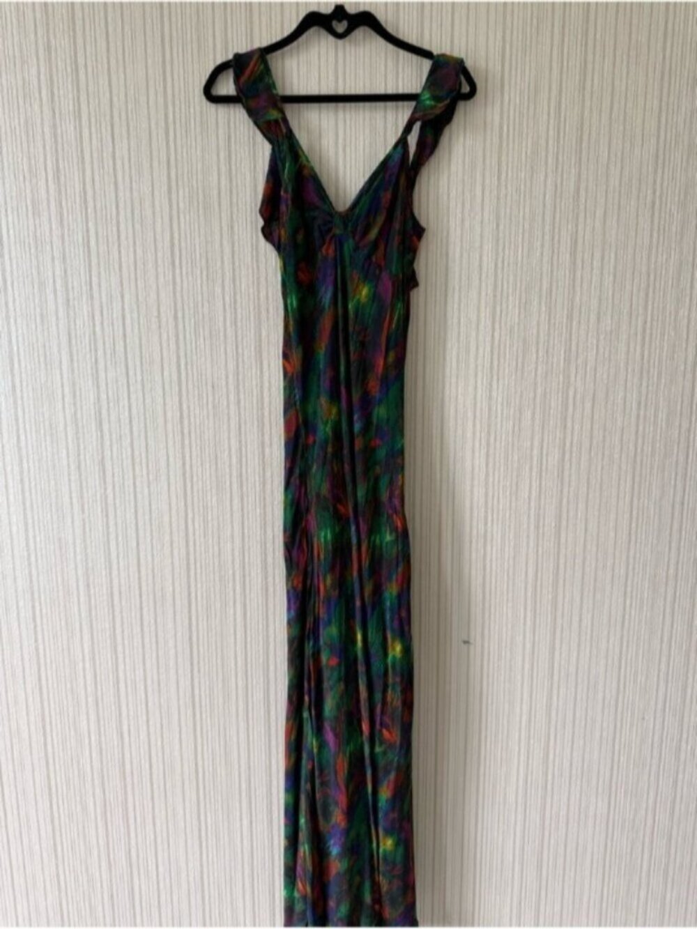 Vibrant Multicolor V-Neck Maxi Dress - Women's